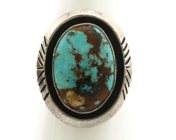 Navajo Ring .925 Silver Natural Blue Turquoise Si… - image 4