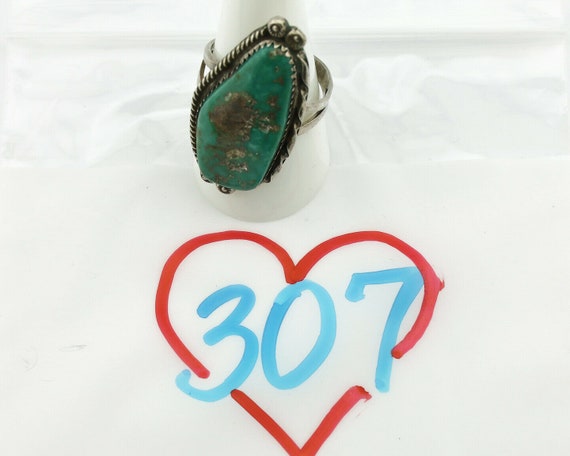 Navajo Ring .925 Silver Natural Aqua Turquoise Si… - image 9