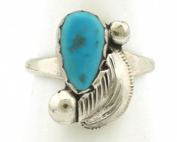 Zuni Ring 925 Silver Natural Mined Blue Turquoise… - image 4