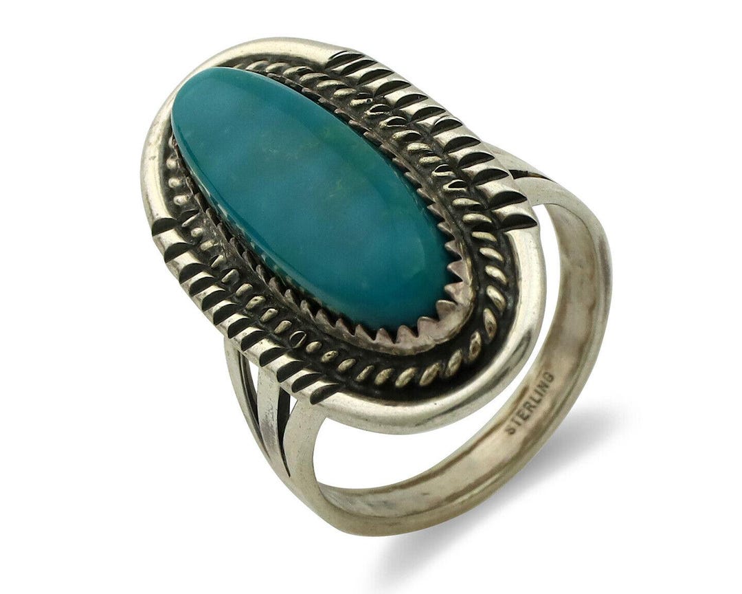 Navajo Ring 925 Silver Southwest Blue Turquoise Artist Signed Begay C ...