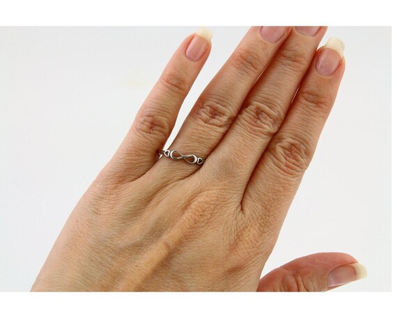 Infinity Heart Promise Ring 925 Solid Silver Size… - image 8