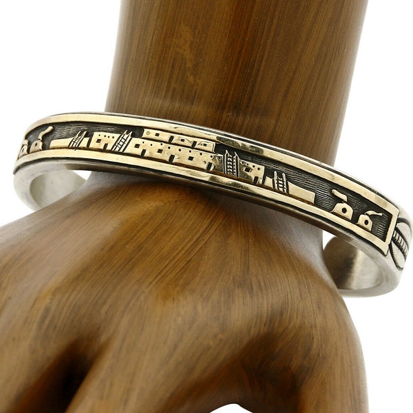 Women's Navajo Bracelet SOLID 14k & Silver Signed Lowell Draper C.80's