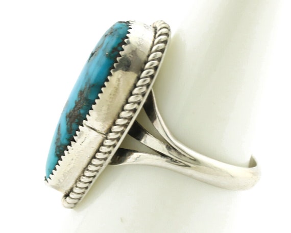 Navajo Ring 925 Silver Morenci Turquoise Native A… - image 5