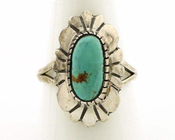 Navajo Ring .925 Silver Green Turquoise Artist Si… - image 4