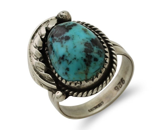 Navajo Ring 925 Silver Natural Blue Turquoise Nat… - image 1