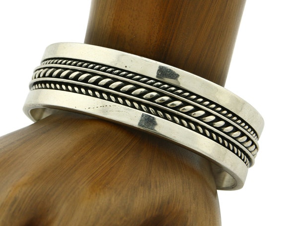Navajo Bracelet .925 Silver SOLID Handmade Signed… - image 1