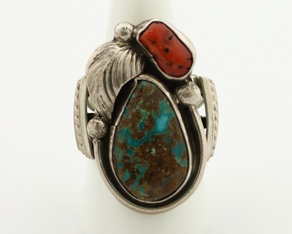 Navajo Ring 925 Silver Blue Turquiose & Mediterra… - image 4