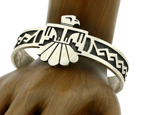 Navajo Handmade Bracelet .925 Silver Thunderbird … - image 1