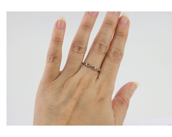 Infinity Heart Promise Ring 925 Solid Silver Size… - image 8