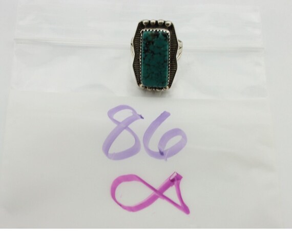 Navajo Ring 925 Silver Spiderweb Turquoise Artist… - image 10