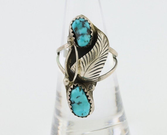 Navajo Handmade Ring 925 Silver Kingman Turquoise… - image 4