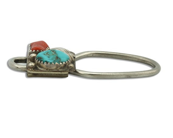 Navajo Key Chain .925 Silver Spiderweb Turquoise … - image 2