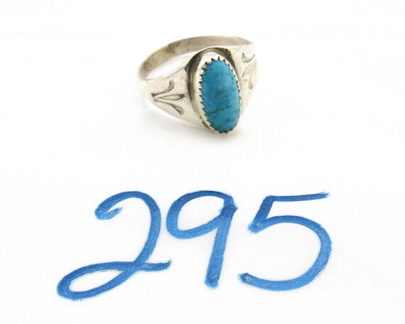 Zuni Ring .925 Silver Kingman Turquoise Hand Stam… - image 10