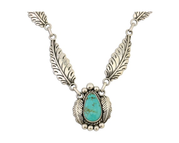Navajo Necklace 925 Silver Green Turquoise Artist… - image 1