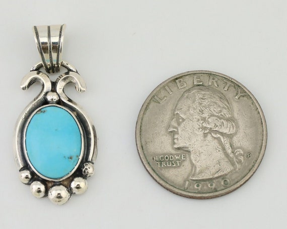 Navajo Pendant 925 Silver Natural Turquoise Artis… - image 7