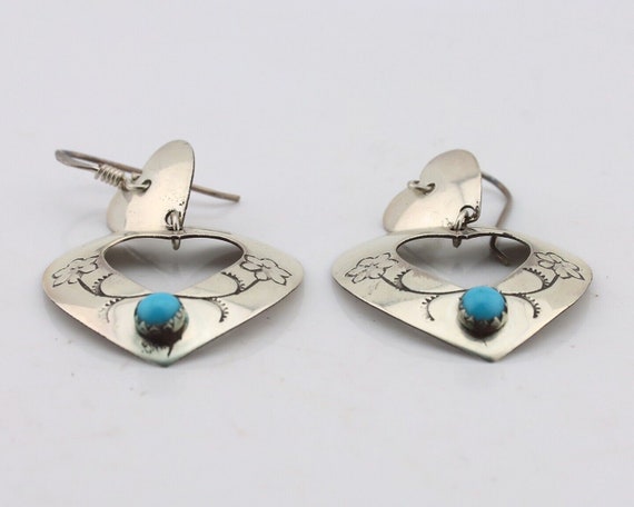 Navajo Dangle Heart Earrings Handmade 925 Silver … - image 4