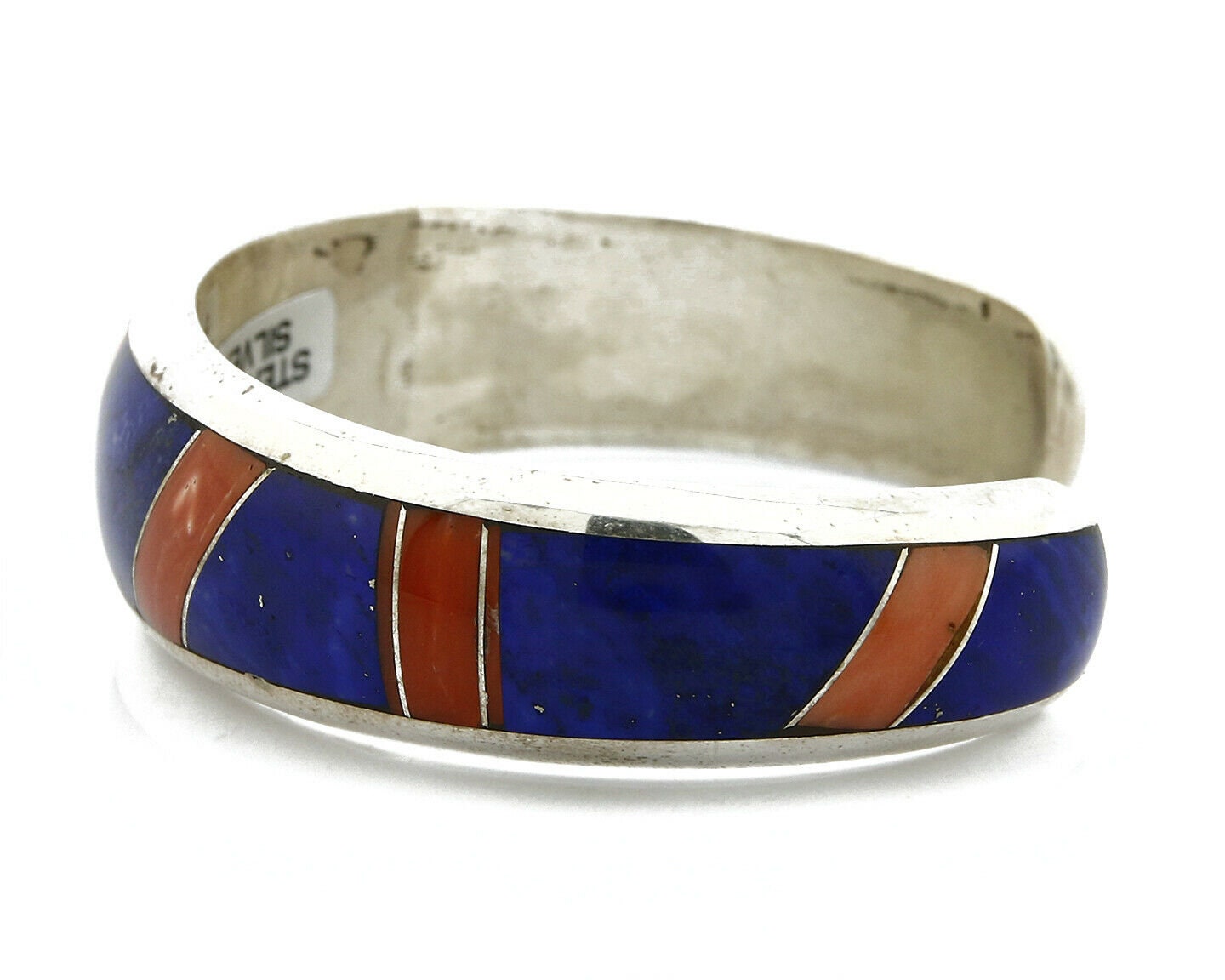 C 1980 Rare Navajo Aaron Toadlena Coral & Lapis Inlay 925