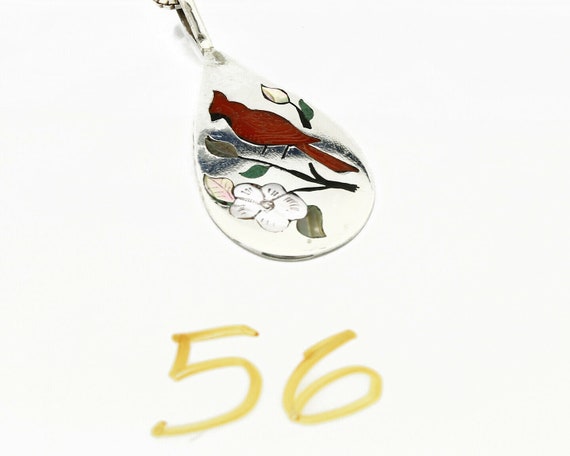 Navajo Inlaid Bird Pendant .925 Silver Handmade S… - image 9