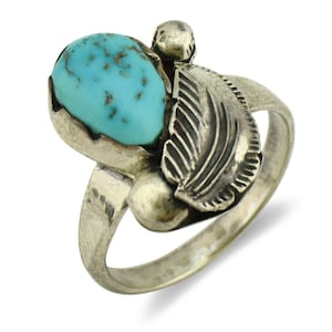 Zuni Ring 925 Silver Natural Blue Gem Turquoise Artist Signed Simplicio C.80's