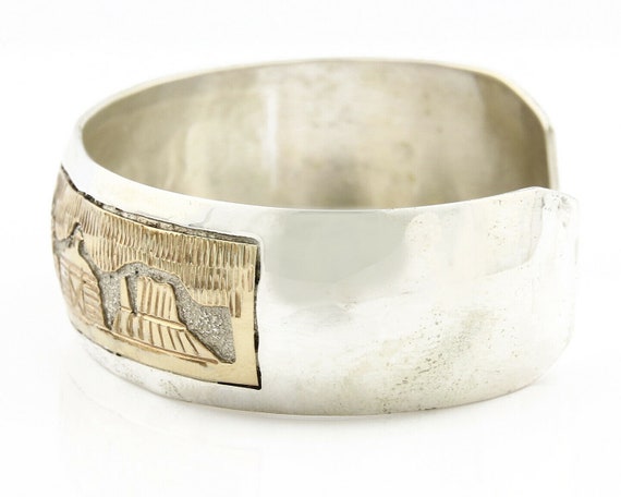 Navajo Bracelet .925 Silver and 12k Gold Filled S… - image 5