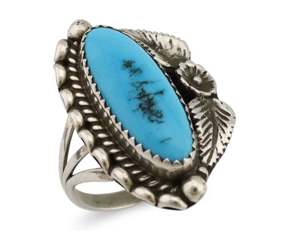 Navajo Ring 925 Silver Sleeping Beauty Turquoise S
