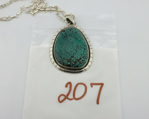 Navajo Pendant .925 Silver Spiderweb Turquoise Na… - image 10