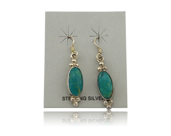 Navajo Earrings 925 Silver Blue Gem Turquoise Nat… - image 1