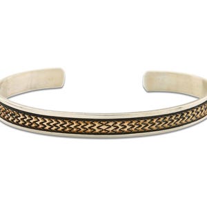 Navajo Bracelet 925 Silver & 14k Gold Signed MM Rogers C.80&#39;s