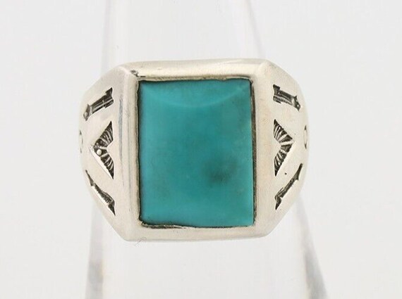 Navajo Ring 925 Silver Kingman Turquoise Artist S… - image 4