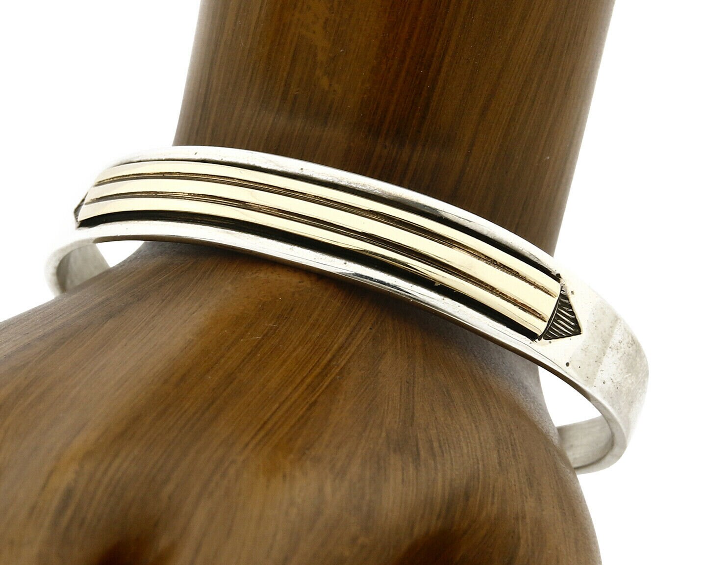 Navajo Bracelet .925 Silver & 14k Solid Gold MM Rogers and