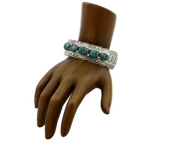 Navajo Bracelet .925 Silver Spiderweb Turquoise A… - image 3