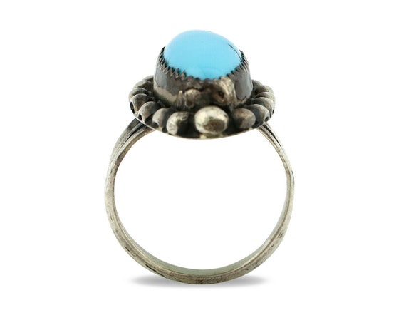 Navajo Ring .925 Silver Natural Blue Turquoise Ar… - image 3