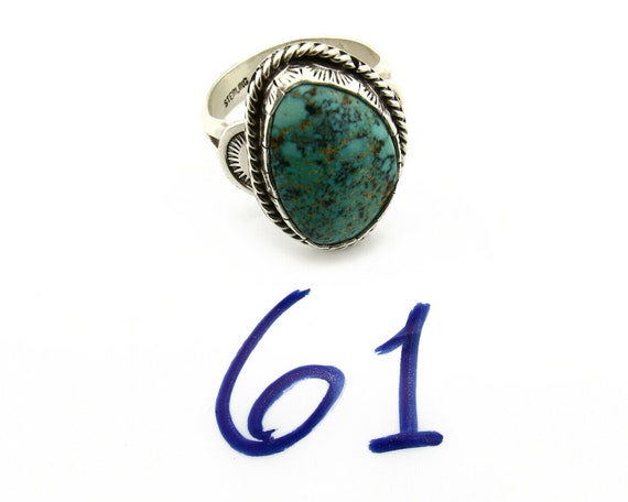 Navajo Turquoise Ring .925 Silver Handmade Signed… - image 9