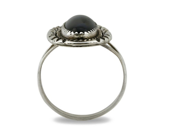 Navajo Ring .925 Silver Natural Black Onyx Handma… - image 3