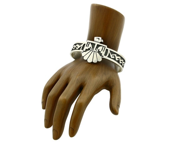 Navajo Handmade Bracelet .925 Silver Thunderbird … - image 3