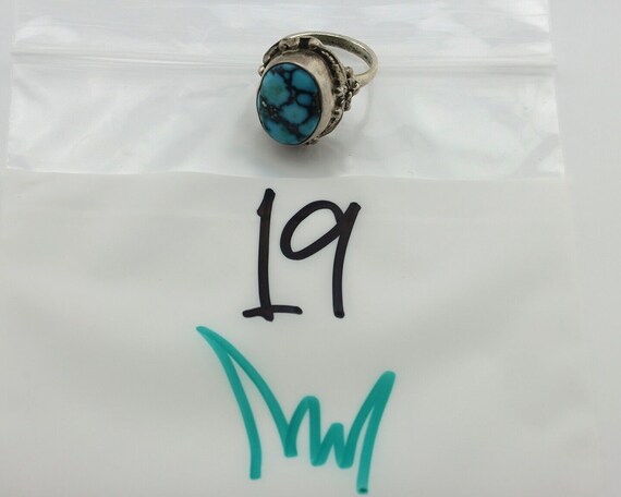 Navajo Ring 925 Silver Spiderweb Turquoise Artist… - image 10