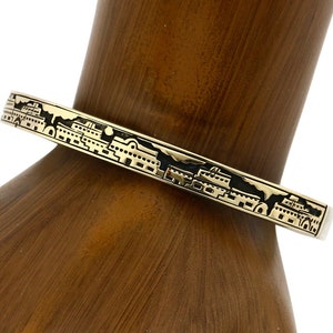 Navajo Bracelet .925 Silver SOLID 14k Yellow Gold Signed MM Rogers & NJ C80-90s
