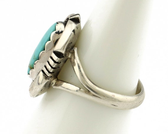 Navajo Ring .925 Silver Kingman Turquoise Handmad… - image 5