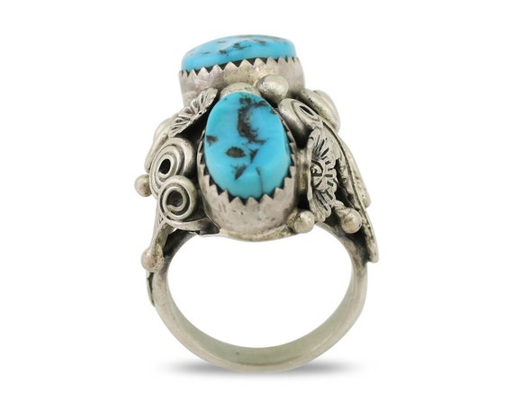 Navajo Handmade Ring 925 Silver Sleeping B Turquo… - image 3
