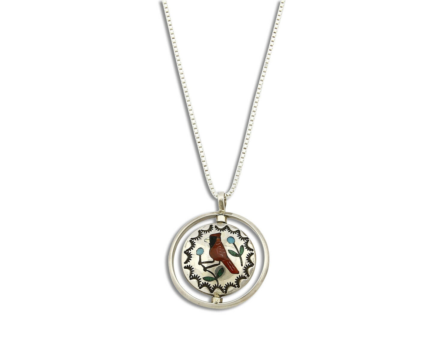 Women's Zuni Pendant .925 Silver Gemstone Bird S&E Guardian Women's Zuni Pendant .925 Silver Gemstone Bird S&E Guardian