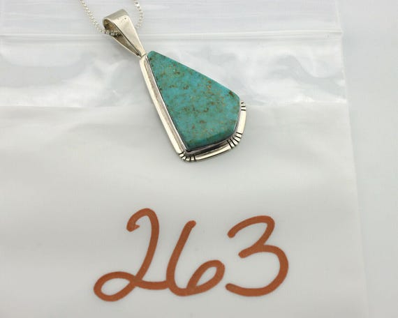 Navajo Pendant .925 Silver Blue Turquoise Artist Signed Douglas