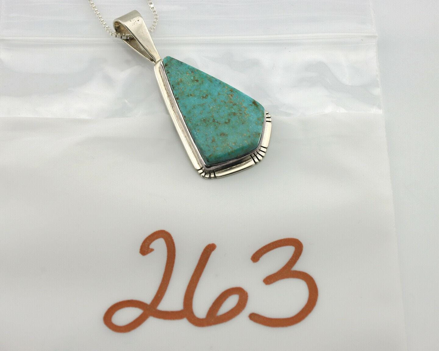 Navajo Pendant .925 Silver Blue Turquoise Artist Signed Douglas