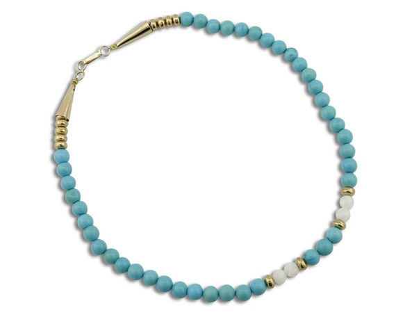 Natural Mined Opal & Turquoise 7.0 mm Bead Neckla… - image 1