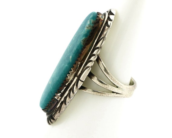 Navajo Ring .925 Silver Kingman Turquoise Signed … - image 5