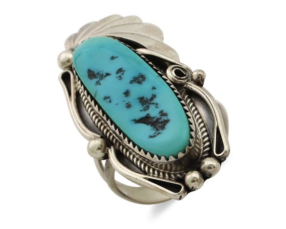 Navajo Inlay Band Ring 925 Silver Sleeping B Turq… - image 1