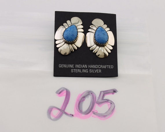 Navajo Earrings 925 Silver Natural Blue Lapis Art… - image 8