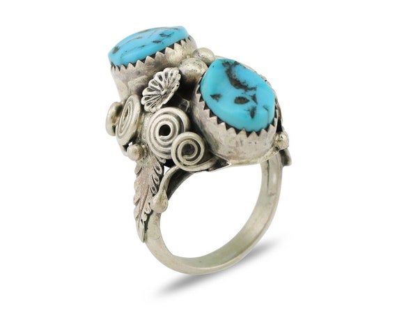 Navajo Handmade Ring 925 Silver Sleeping B Turquo… - image 2