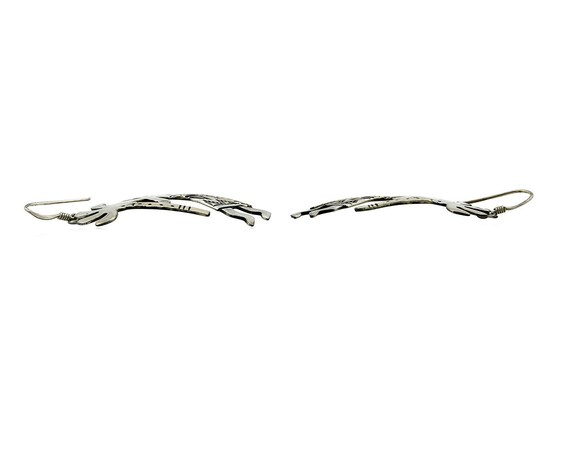 Navajo Dangle Earrings .925 Silver & 14k Solid Ye… - image 3