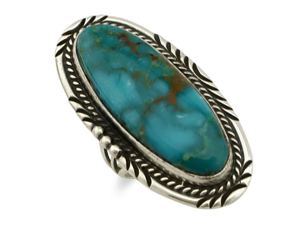 Navajo Ring .925 Silver Blue Southwest Turquoise … - image 1