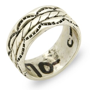 Navajo Ring .925 Silver Handmade Hand Stamped 3 Row Rope Band C.1980&#39;s Size 8.0